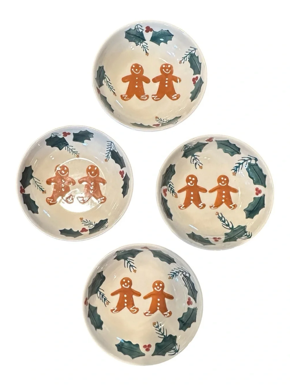 Holiday Gingerbread Ceramic Serving Bowl - Cream and Green